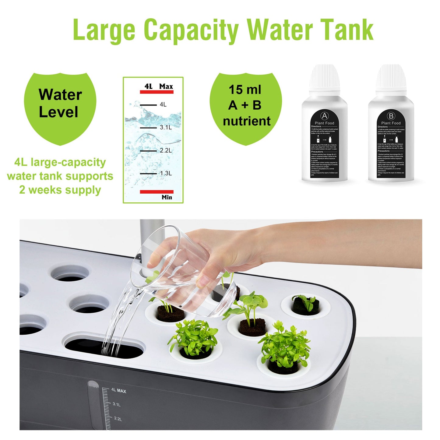 12-Pod Indoor Hydroponic Garden with LCD Screen Yieryi