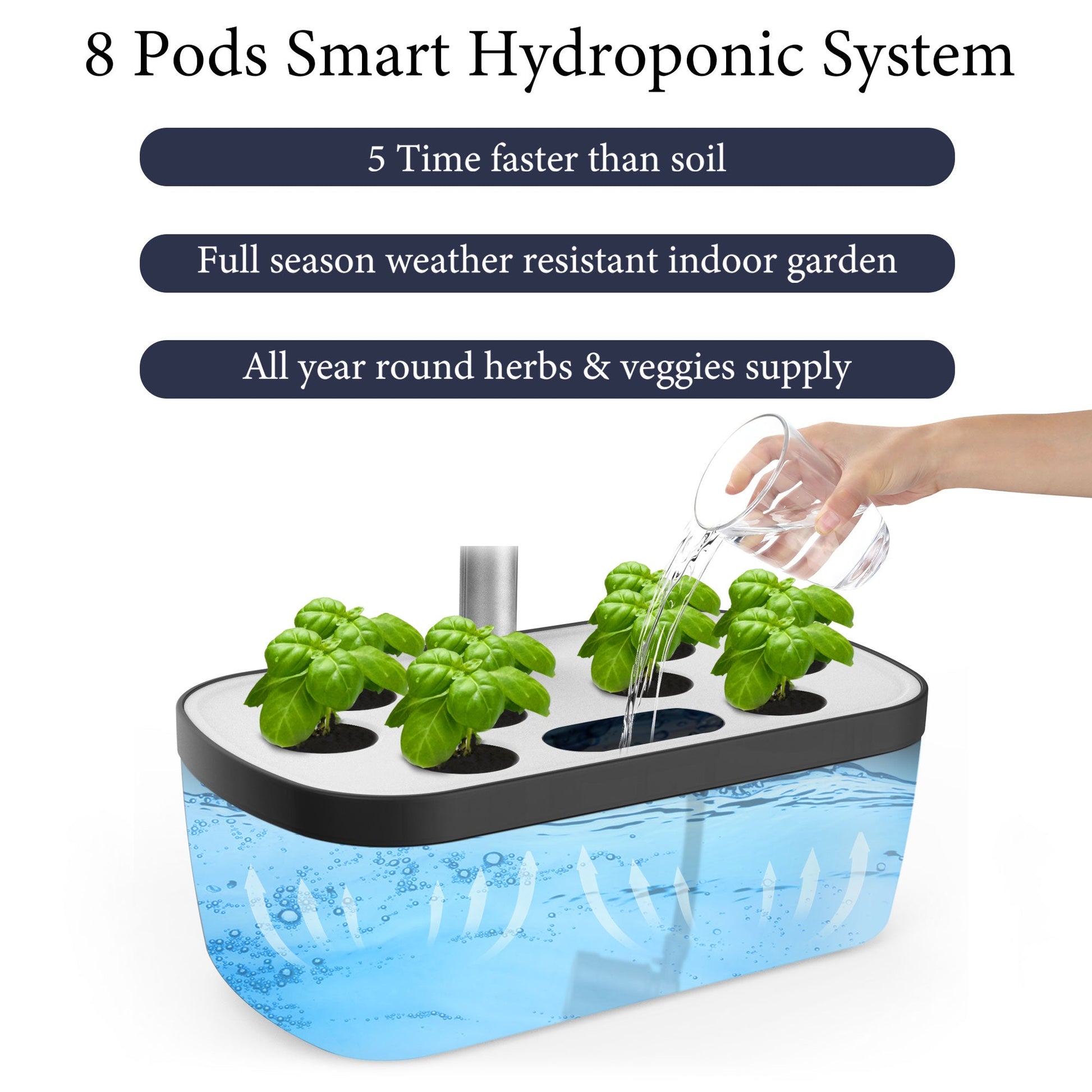 8-Pod Smart Hydroponic Garden for Indoor Growing Yieryi