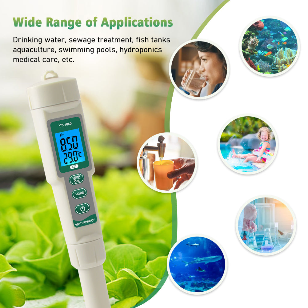 YIERYI pH Meter TDS Meter , 4 in 1 EC TDS Temp pH Tester for Hydroponics, Digital EC Meter for Nutrients Growing, Indoor Garden Yieryi