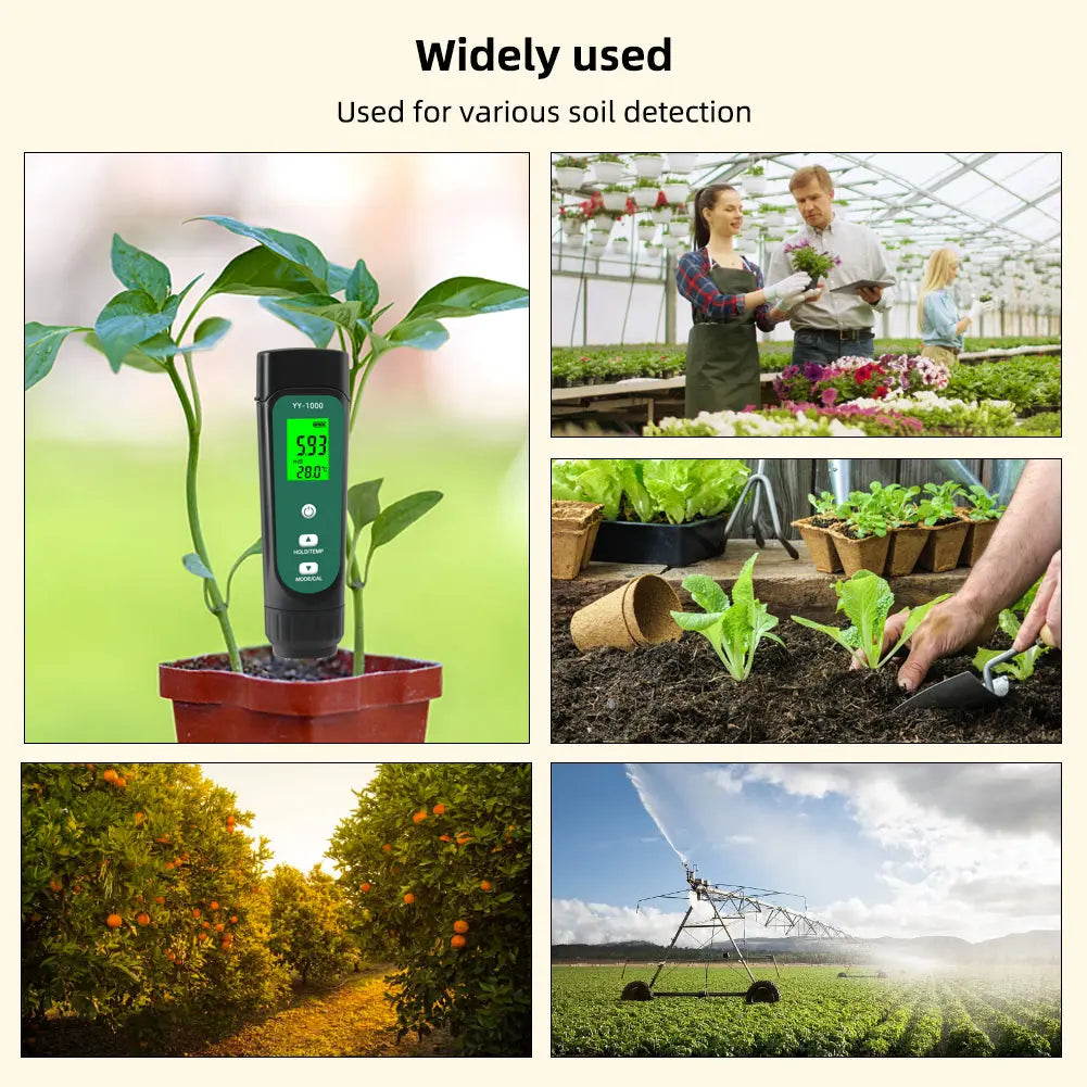 YIERYI Soil EC Meter for Soil Moisture Temperature and Conductivity Measures Yieryi