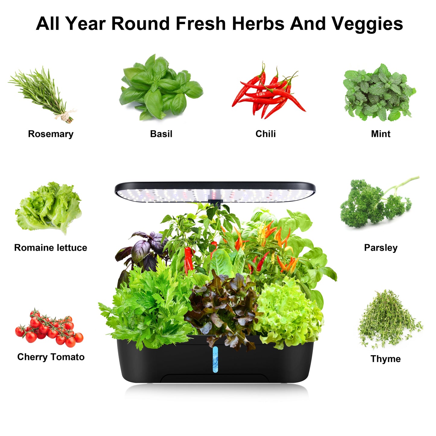 12-Pod Smart Hydroponic Garden with LED Grow Light Yieryi