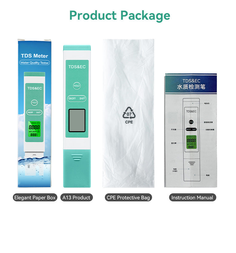 A13 Water Quality Tester:3 In 1 Tds/EC/ Drinking Meter for Comprehensive Water Analysis Yieryi