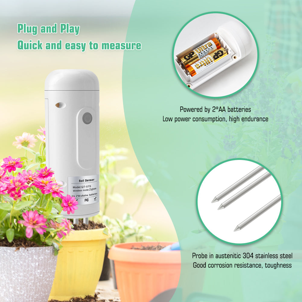 YIERYI Tuya Zigbee Wireless Soil Moisture Meter, Temperature Humidity Tester Plant Monitor for Garden Planting Yieryi