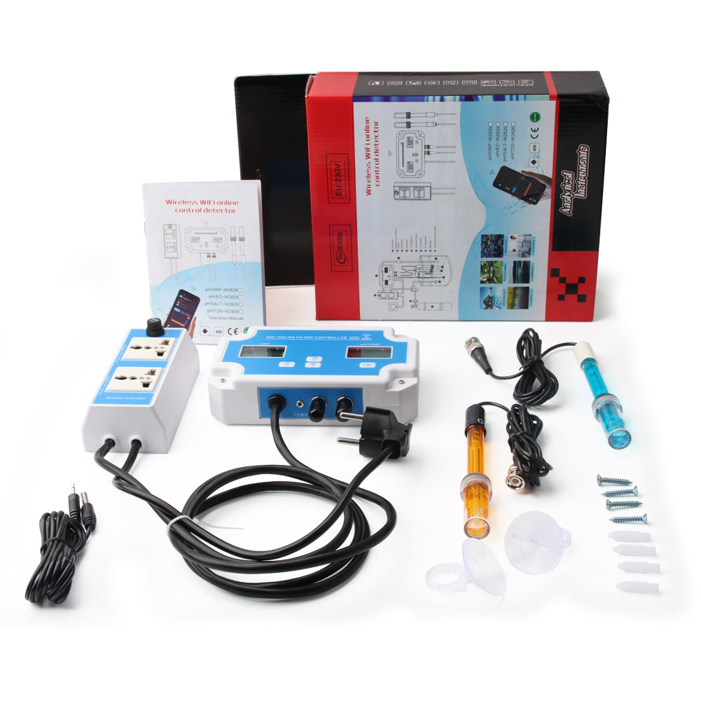 YIERYI WiFi pH Monitor, 3 in 1 pH ORP Temperature Controller Monitor, Water Quality Monitoring Tester Kit Yieryi