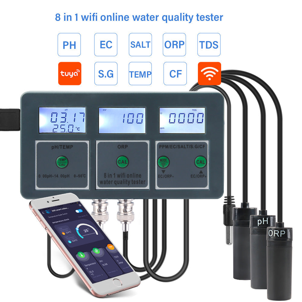 8-in-1 WiFi Water Quality Tester with App Control Yieryi