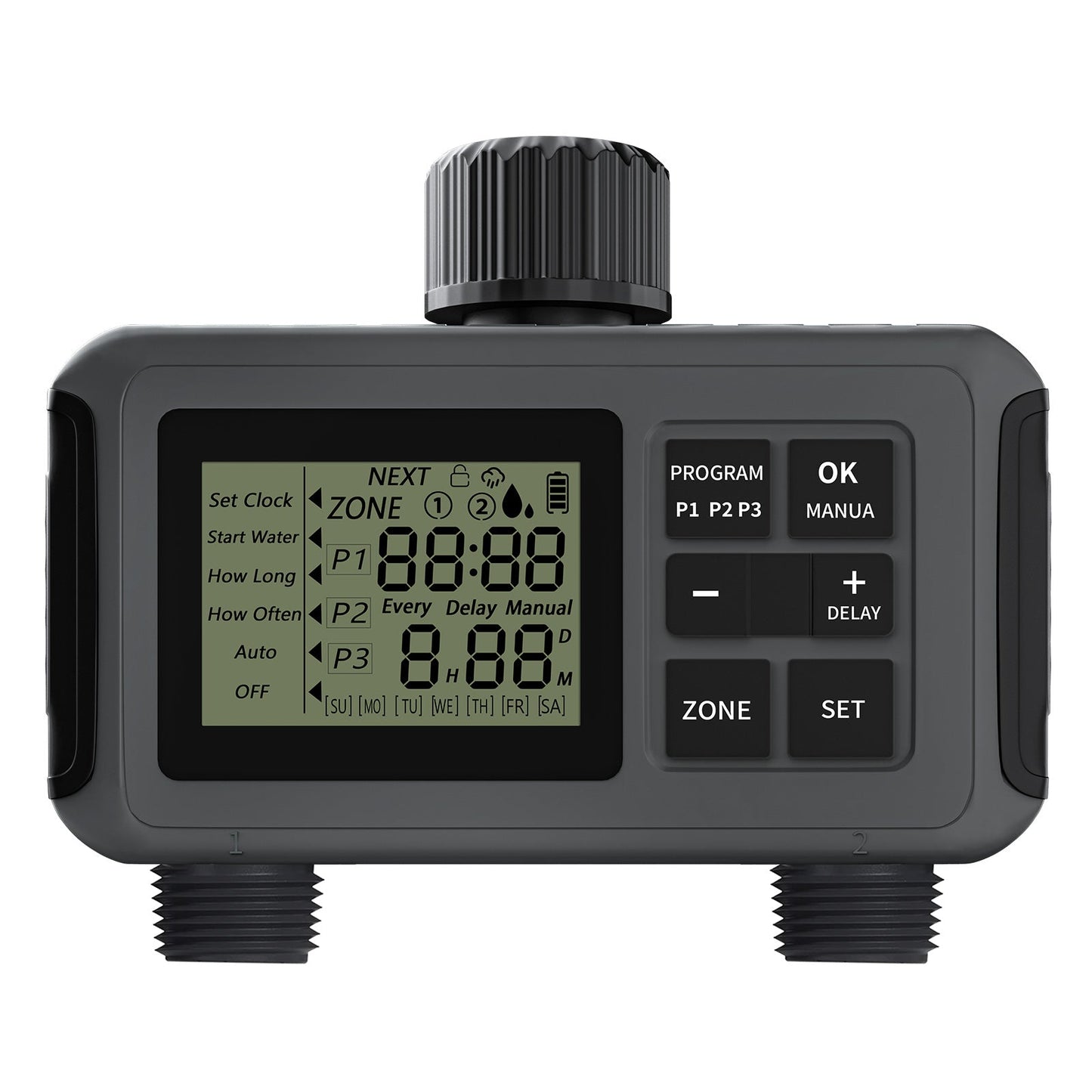 YIERYI Sprinkler Timer, Programmable Water Timer for Garden Hose, Outdoor Hose Timer for Lawns, Yard and Pool, 2 Outlet Yieryi