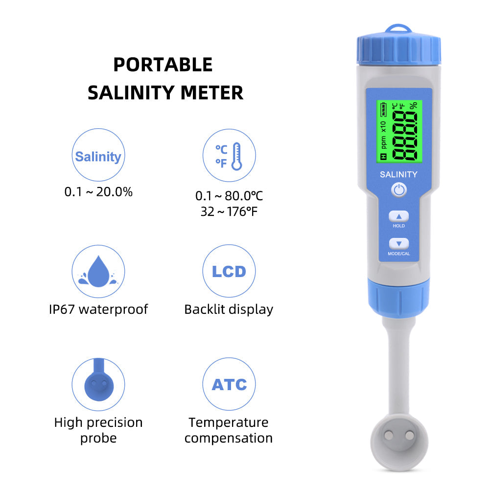 YIERYI Salinity Meter, Salt Concentration Meter 0.1-20.0% ATC for Kitchen, Catering, Food Yieryi