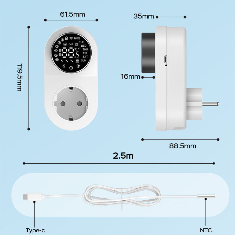 App Smart WiFi Thermostat Plug with LED Knob Screen Yieryi