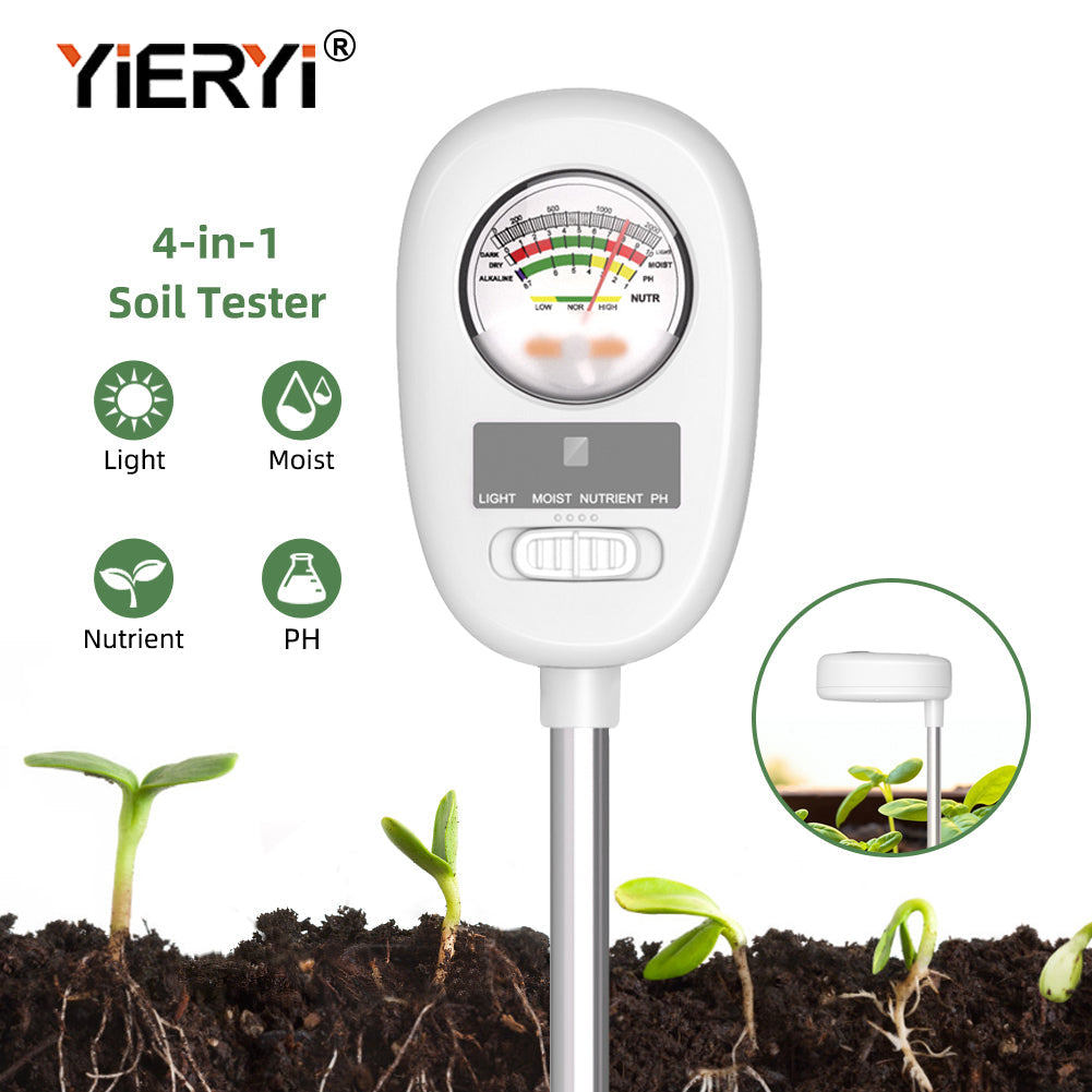 YIERYI 4 in 1 Soil pH Meter, Soil Moisture Meter, Soil Tester for Moisture, Light, Nutrients, pH, Soil Meter Kit Great for Garden, Lawn, Farm Yieryi