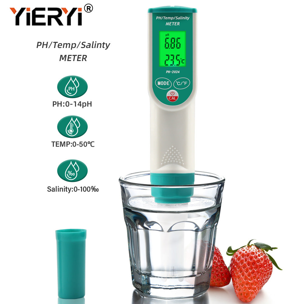 YIERYI pH Meter, Digital Salinity Tester and pH Tester with ATC for Seawater, Salt Water, Freshwater Yieryi