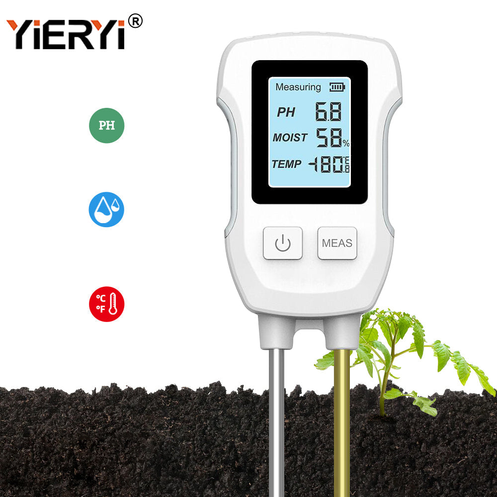 YIERYI 3 in 1 Soil Tester, Double Probe Soil pH Meter, High-Precision Soil pH/ Moisture/Thermometer for Horticultural Yieryi