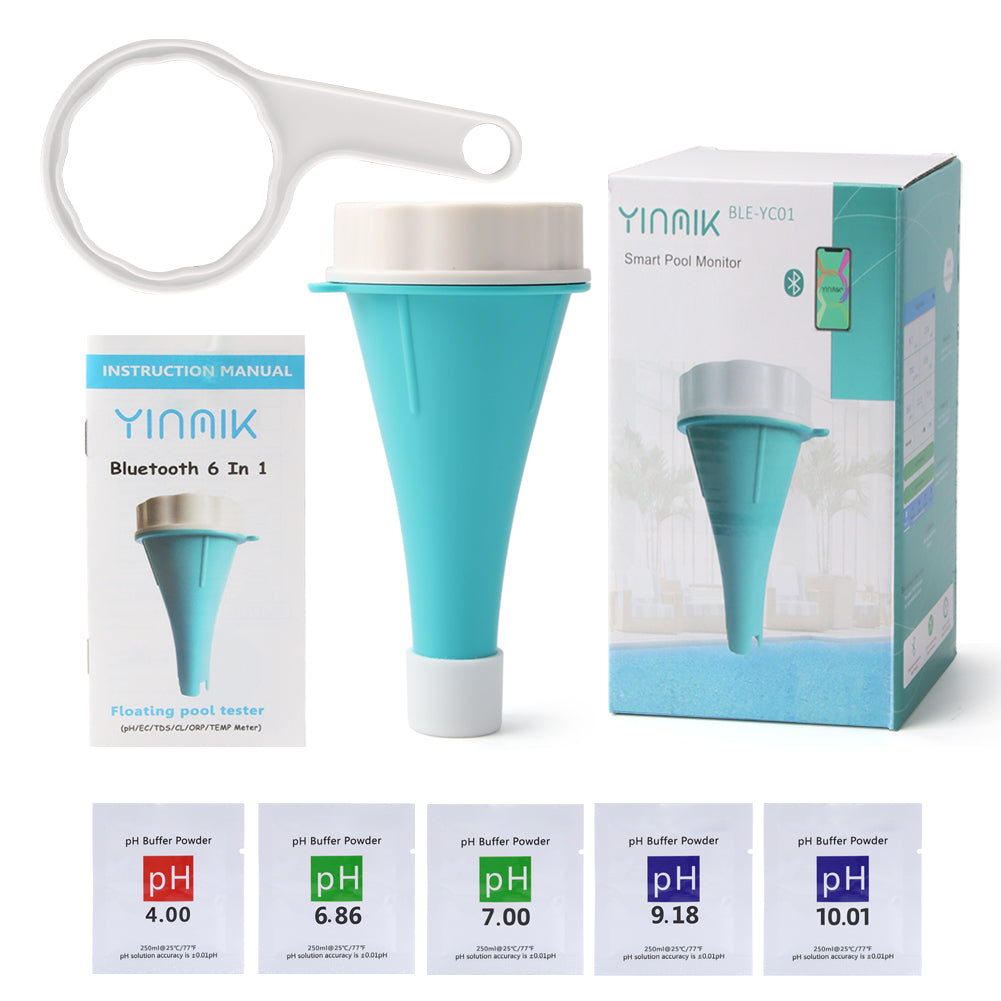 YIERYI Digital Temp CL ORP EC TDS PH Meter, Bluetooth Water Quality Tester for Swimming Pool Yieryi