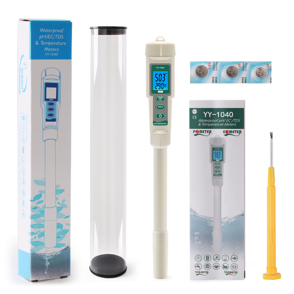 YIERYI pH Meter TDS Meter , 4 in 1 EC TDS Temp pH Tester for Hydroponics, Digital EC Meter for Nutrients Growing, Indoor Garden Yieryi
