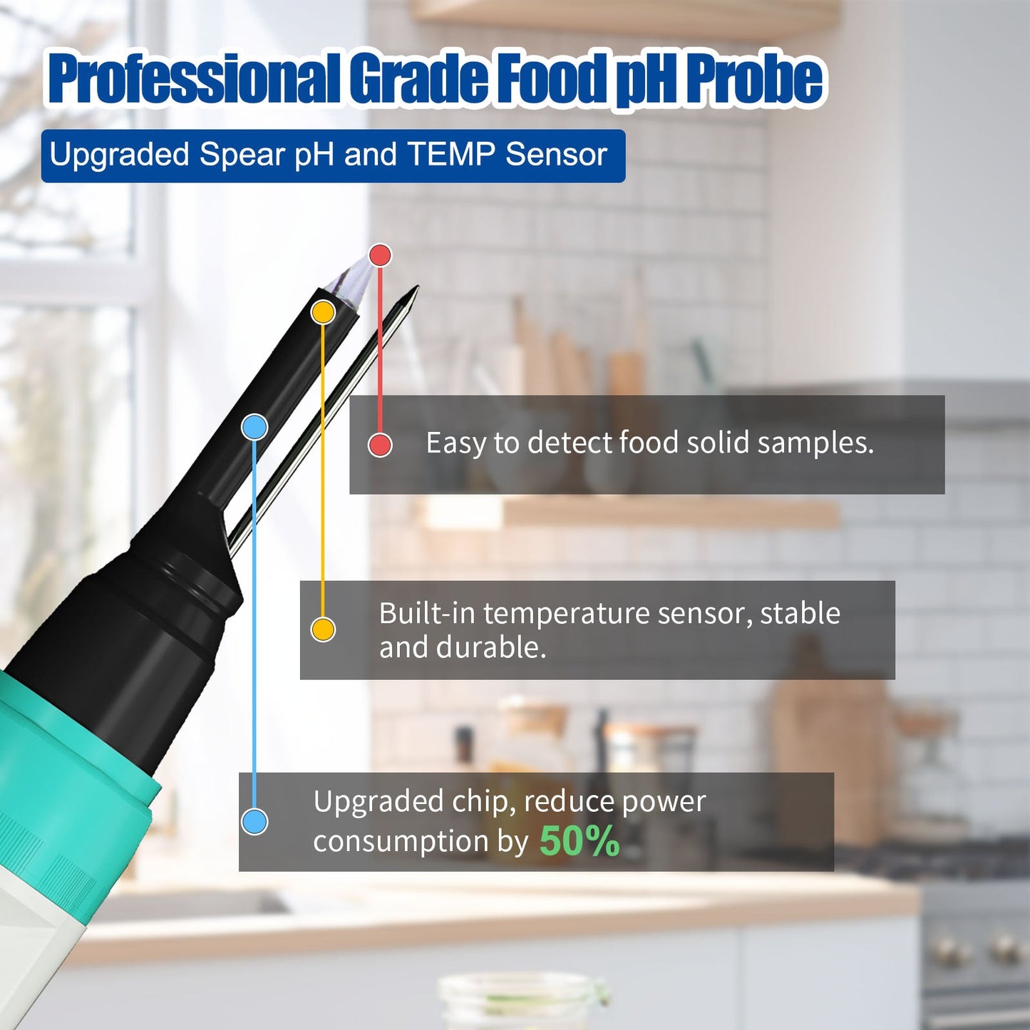 YIERYI pH Tester for Food, Digital pH Meter for Food, Food pH Tester for Sourdough, Meat, Bread, Canning, Cheese, Water Yieryi