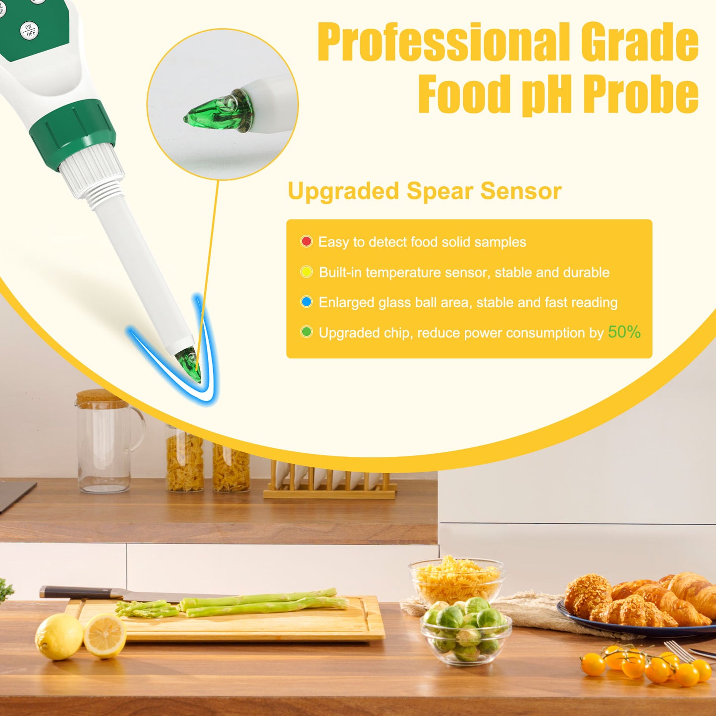 YIERYI pH Meter for Food, Digital Food pH Tester for Sourdough ,Bread, Canning, Meat, Cheese, and Water