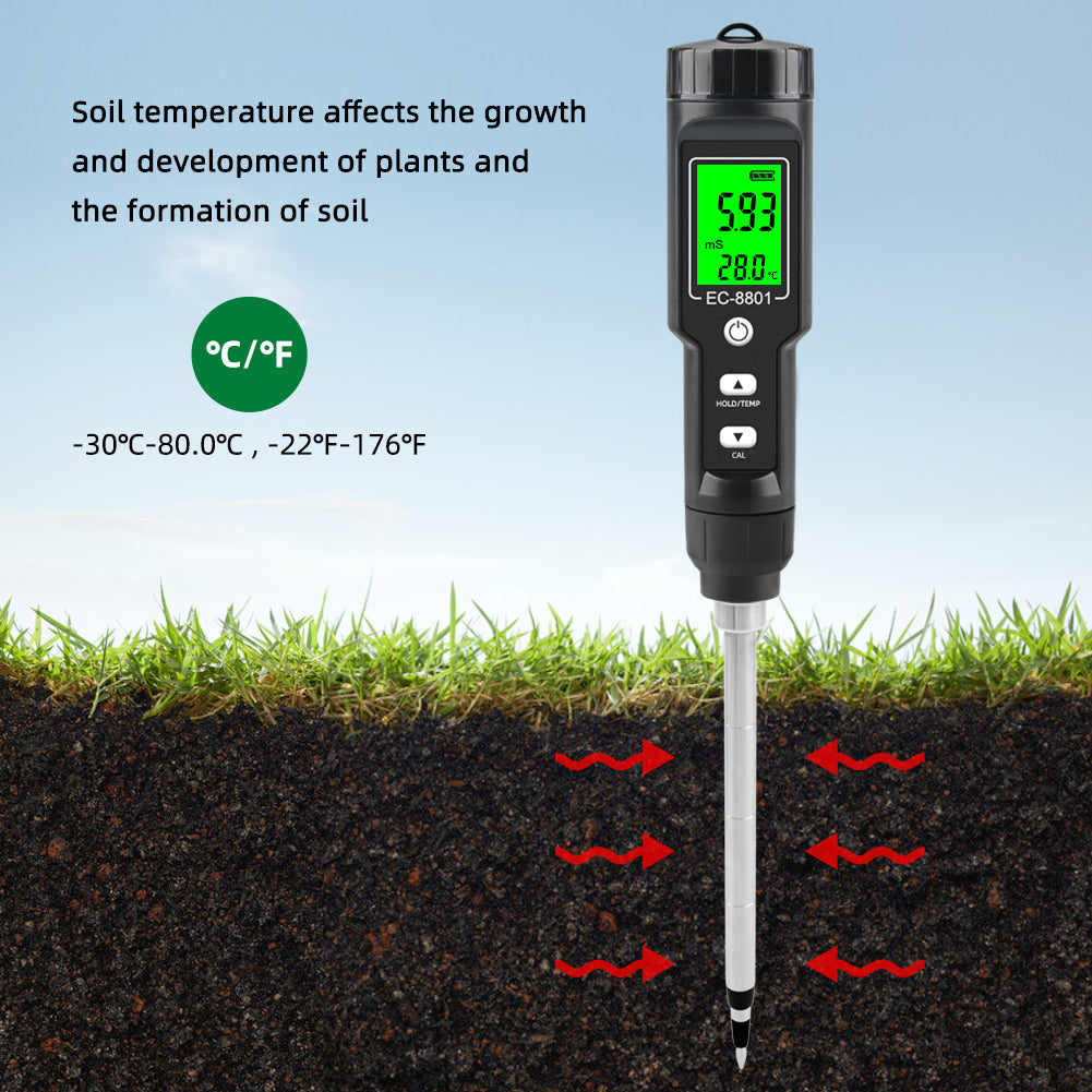 YIERYI 2 in 1 Professional Digital Soil EC/Temperature Tester
