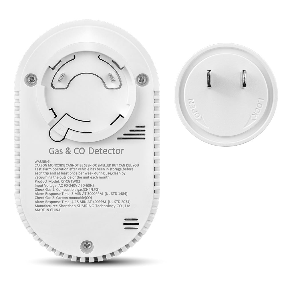 Plug-in Smart Gas & Carbon Monoxide Detector , CH₄/LPG & CO Sensor with LCD Display Yieryi