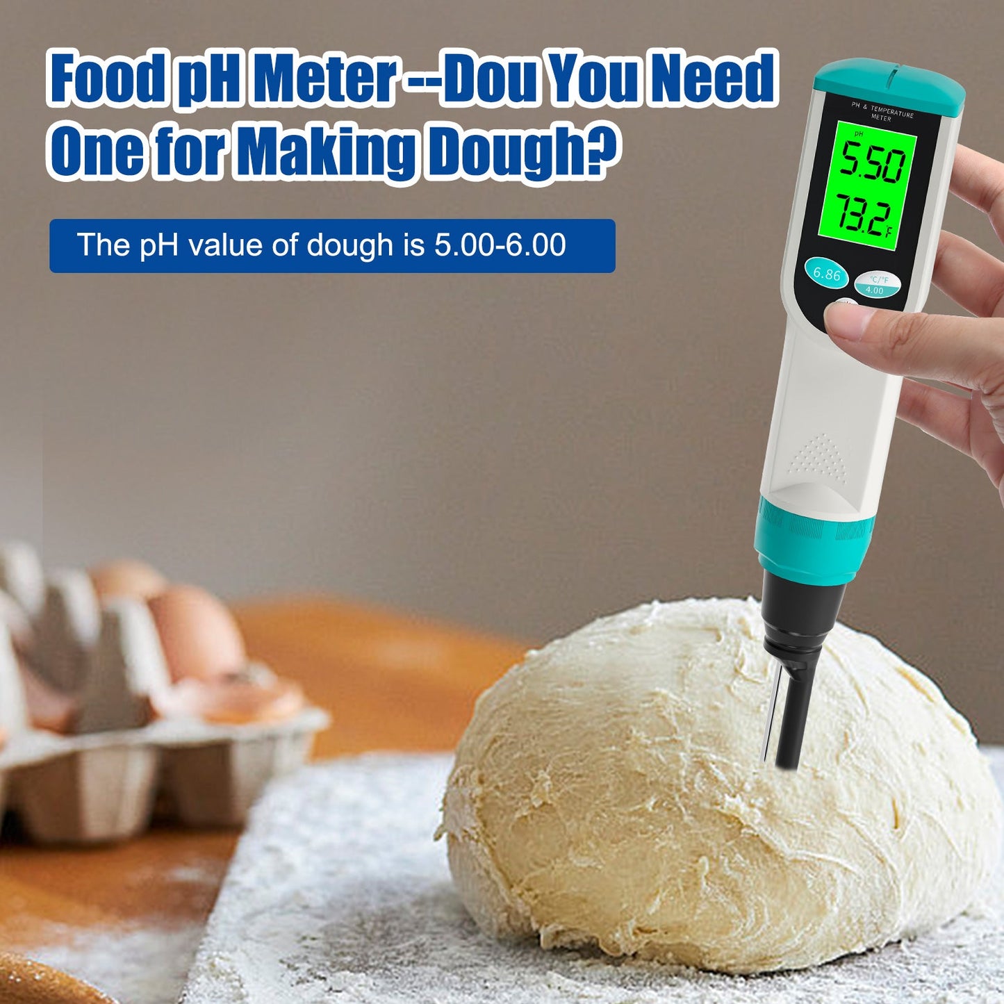 YIERYI pH Tester for Food, Digital pH Meter for Food, Food pH Tester for Sourdough, Meat, Bread, Canning, Cheese, Water Yieryi