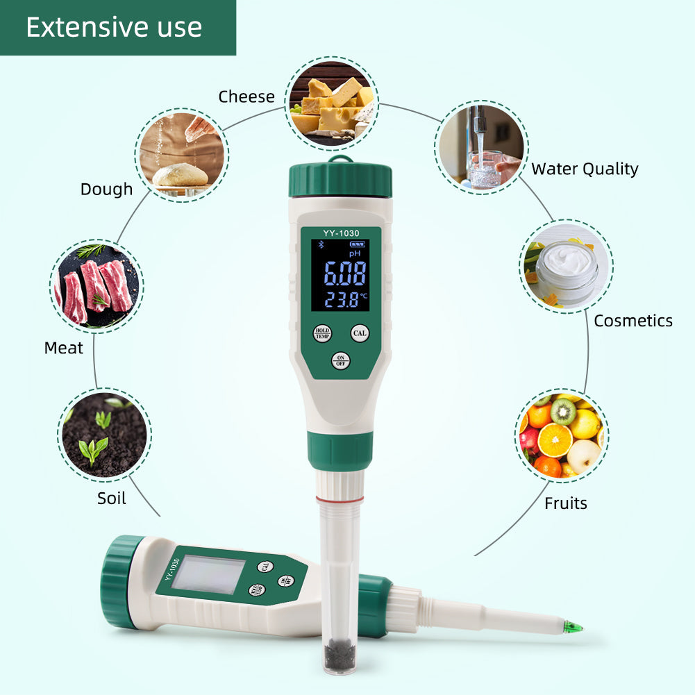 YIERYI Digital pH Meter for Food, High Accuracy pH Tester for Meat, Bread, Canning, Cheese, Solid Sampling and Water Yieryi