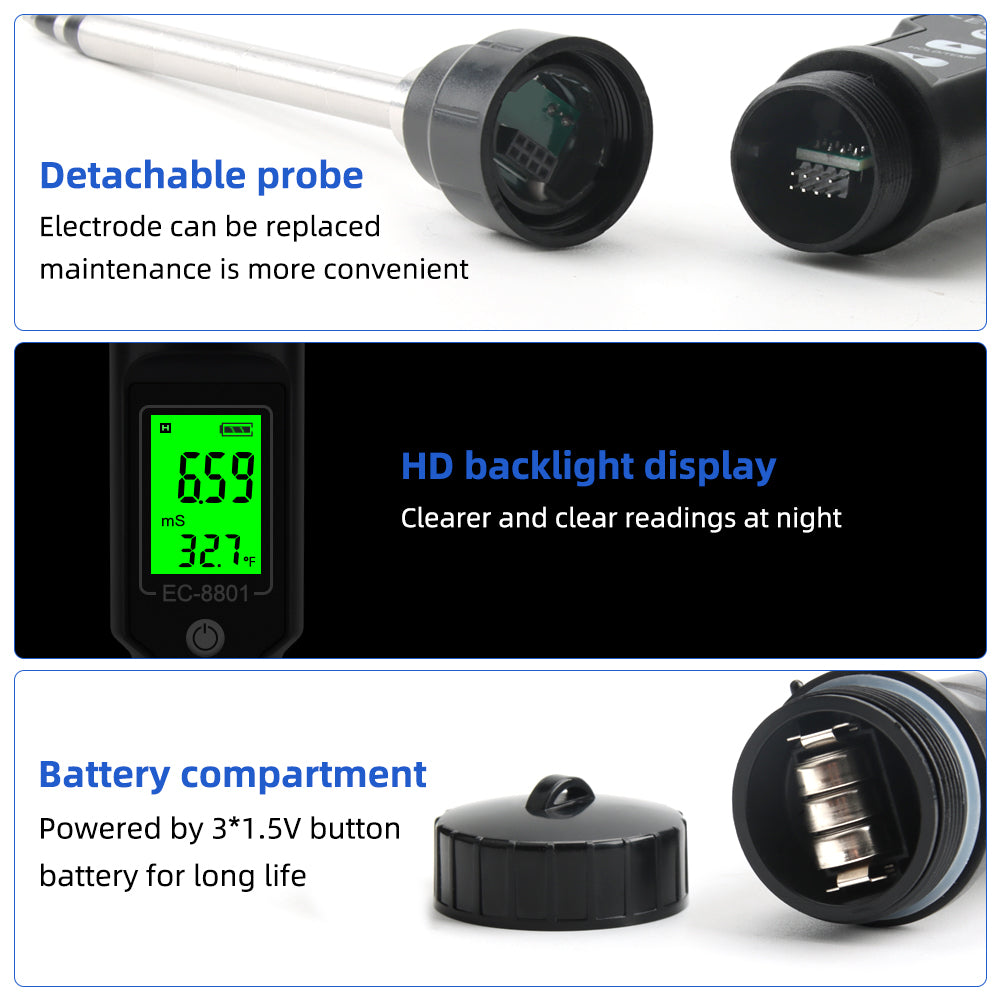 YIERYI 2 in 1 Professional Digital Soil EC/Temperature Tester Yieryi
