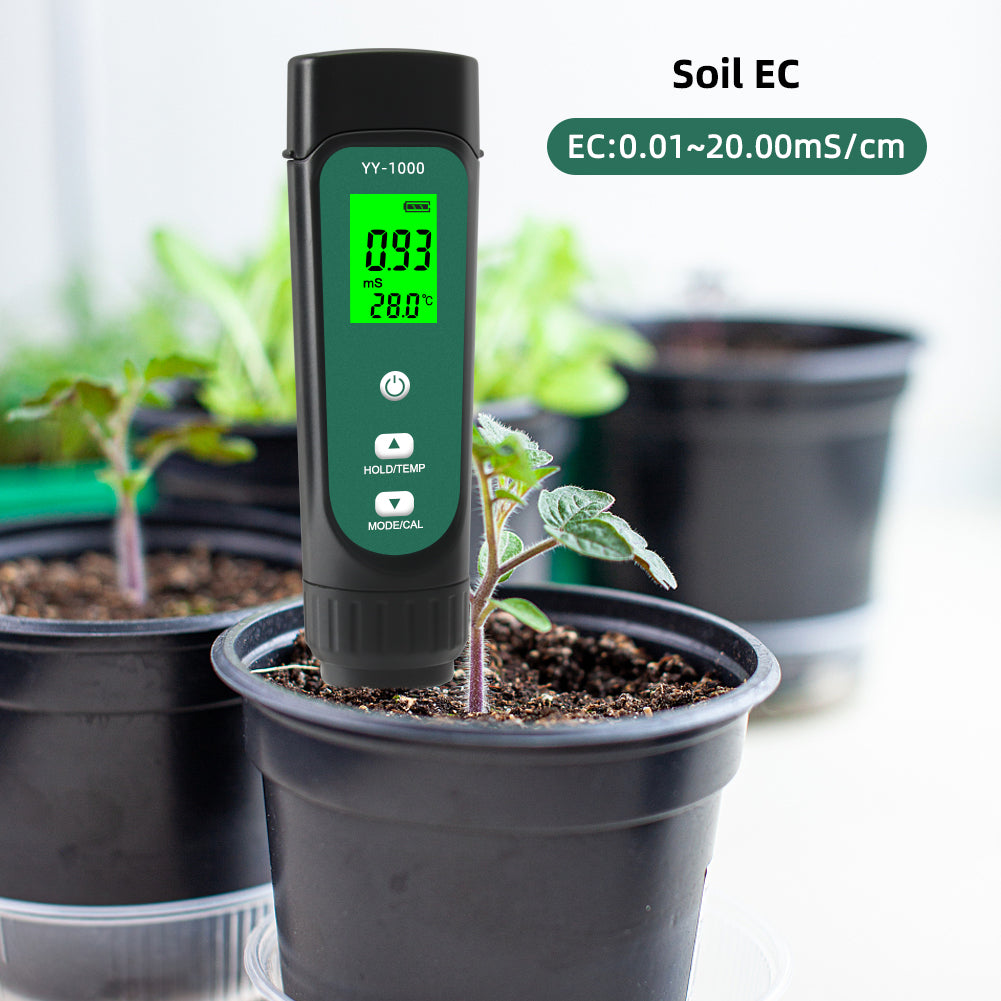 YIERYI Soil EC Meter for Soil Moisture Temperature and Conductivity Measures
