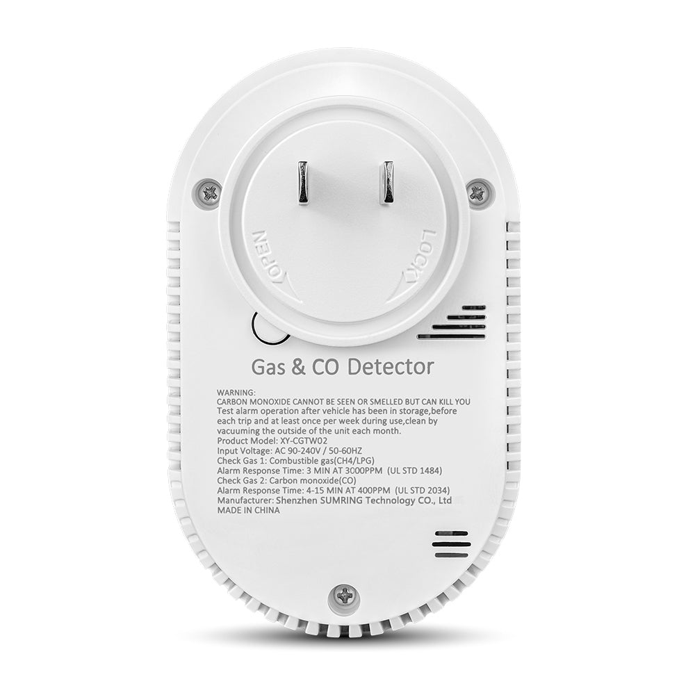 Plug-in Smart Gas & Carbon Monoxide Detector , CH₄/LPG & CO Sensor with LCD Display Yieryi