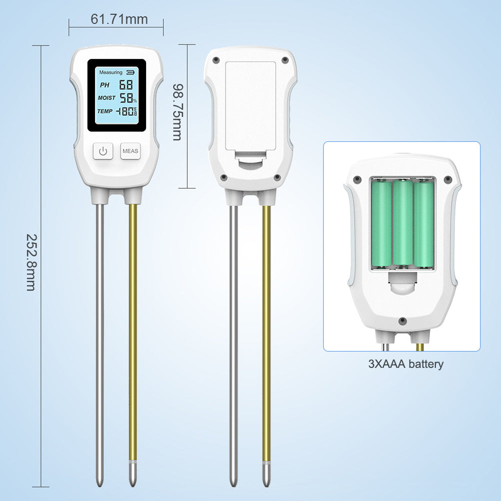 YIERYI 3 in 1 Soil Tester, Double Probe Soil pH Meter, High-Precision Soil pH/ Moisture/Thermometer for Horticultural Yieryi