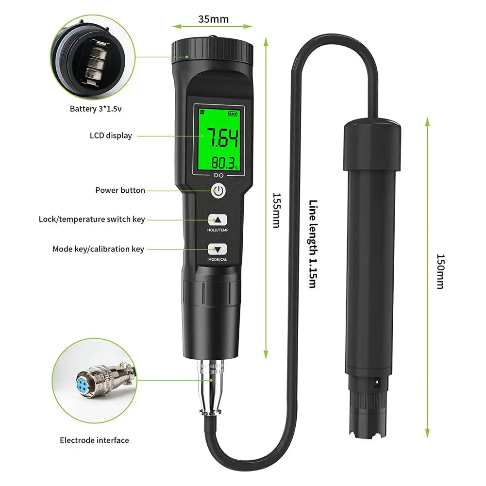YIERYI Dissolved Oxygen Meter for Aquarium Pool and Fish Farming Yieryi