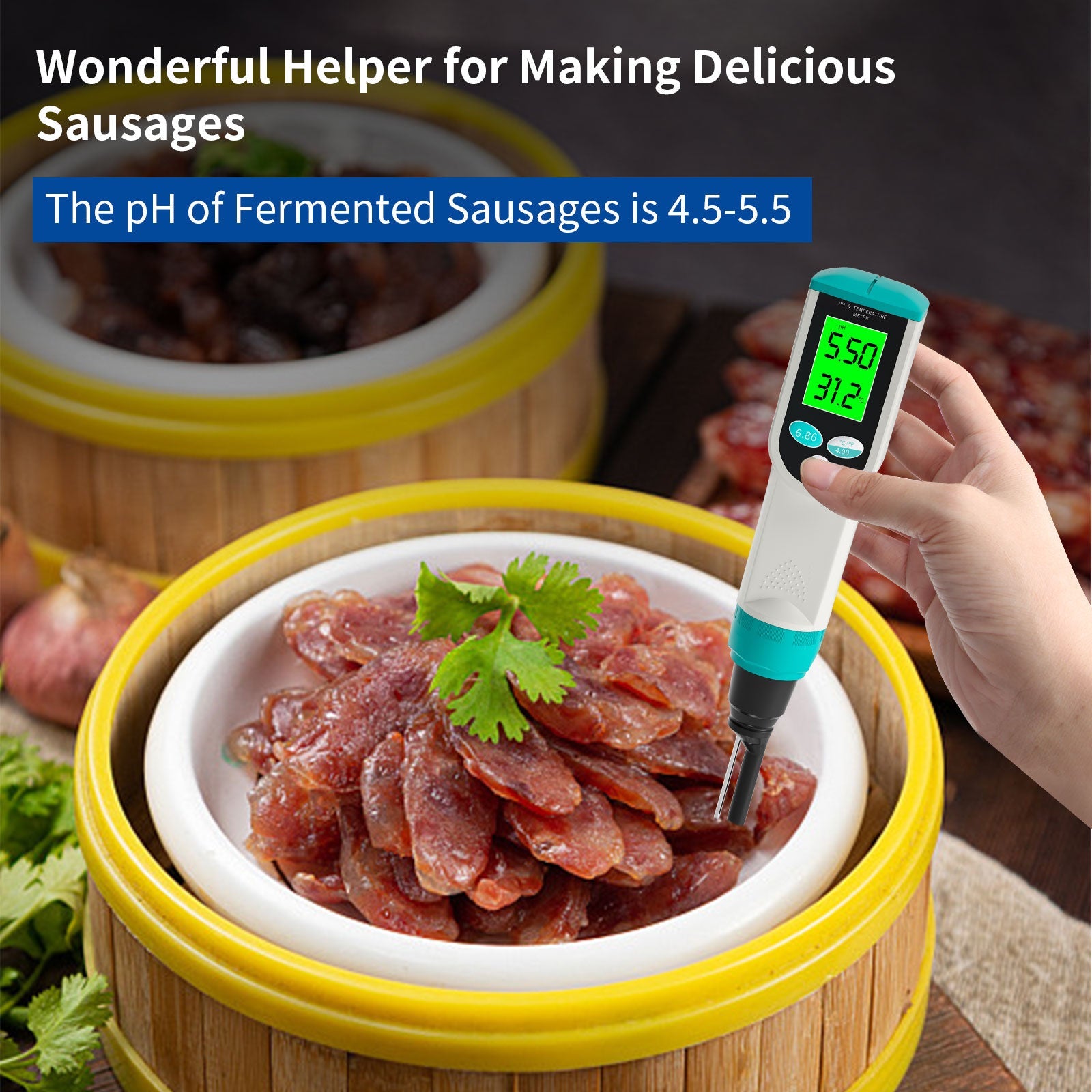 YIERYI pH Meter with ATC Food pH Tester, for Sourdough, Meat, Bread, Cheese, Soft Soil, Water Yieryi