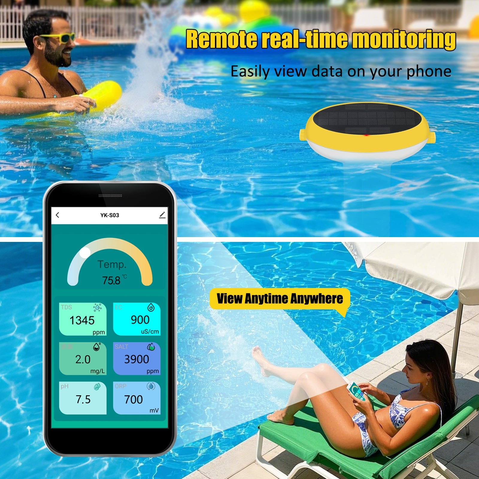 7-in-1 Zigbee Smart Pool Water Tester with App Control Yieryi