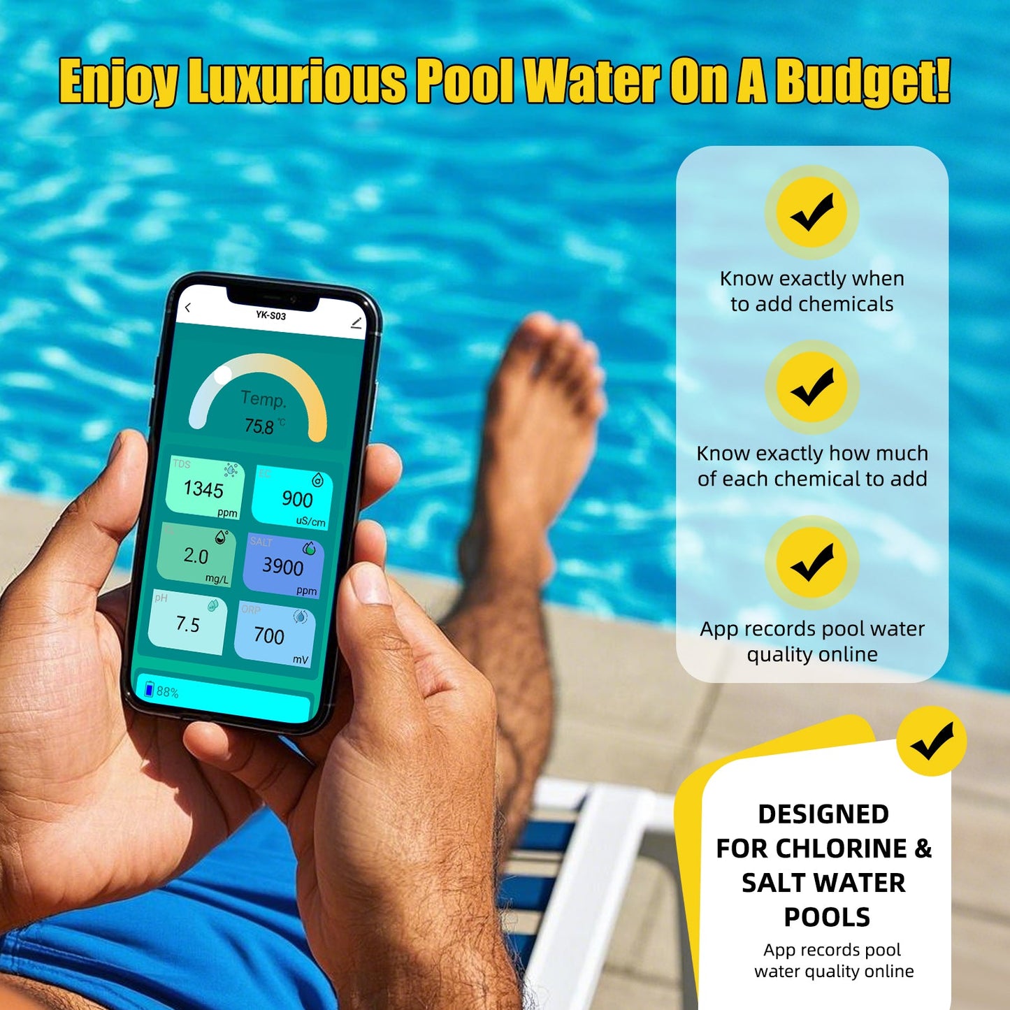7-in-1 Zigbee Smart Pool Water Tester with App Control Yieryi