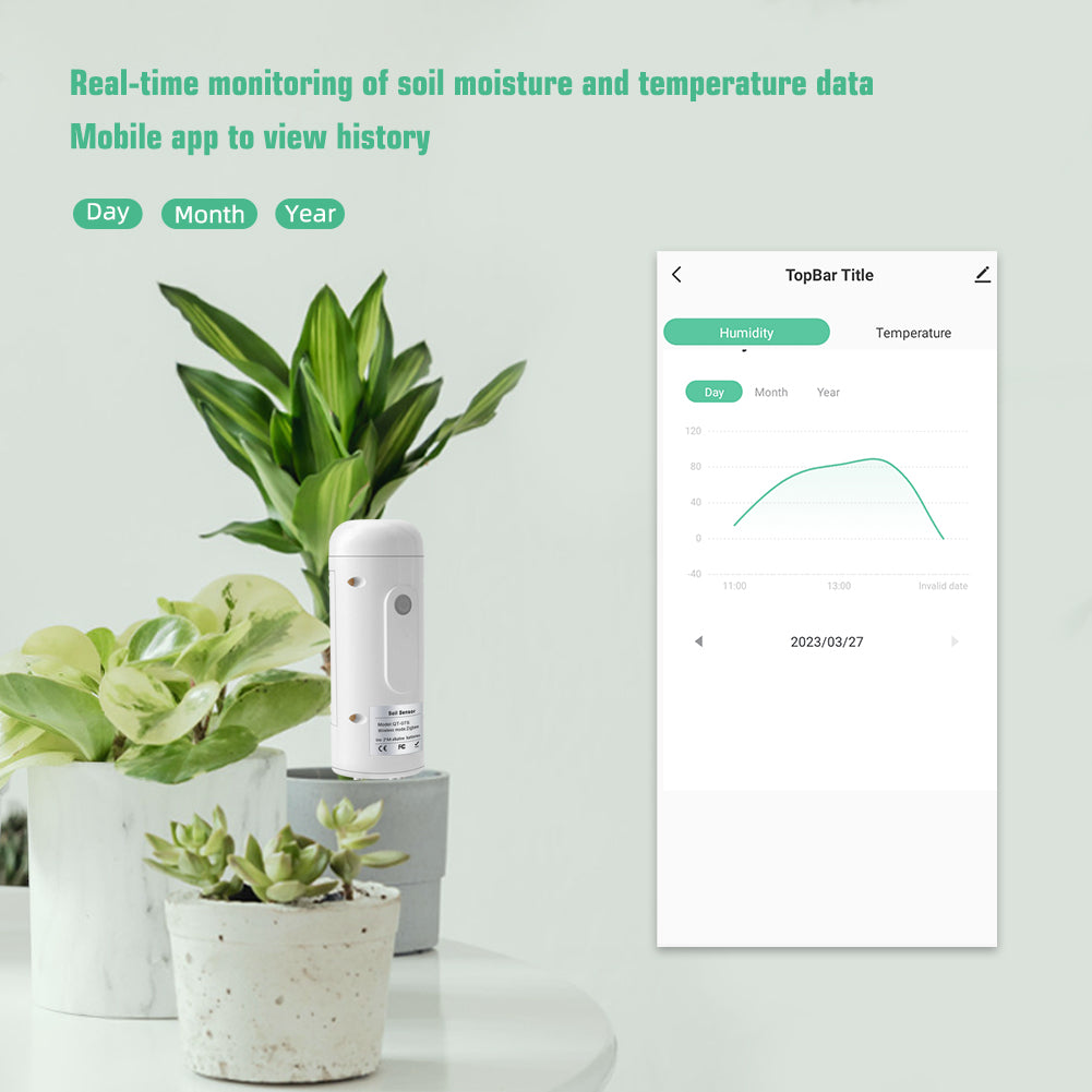 YIERYI Tuya Zigbee Wireless Soil Moisture Meter, Temperature Humidity Tester Plant Monitor for Garden Planting Yieryi
