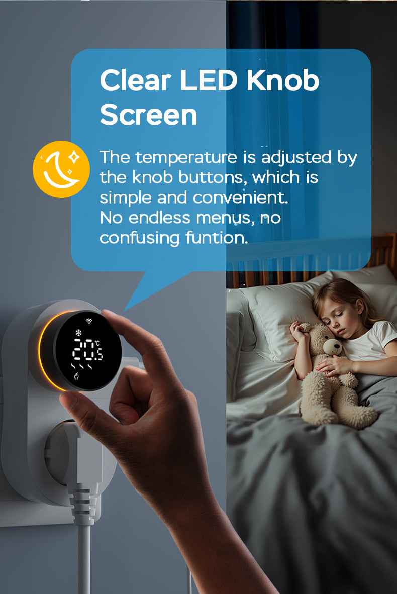 App Smart WiFi Thermostat Plug with LED Knob Screen Yieryi