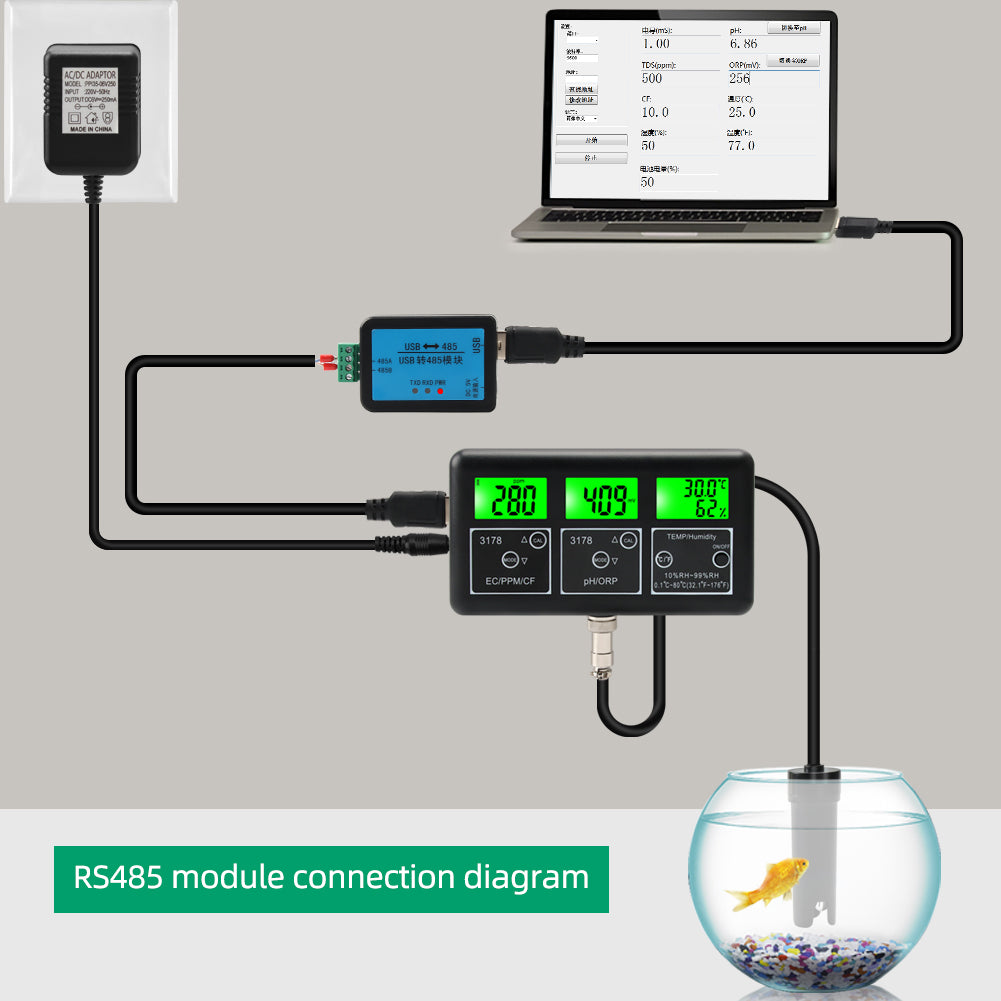 7-in-1 RS485 MODBUS Water Quality Monitor 220V Yieryi