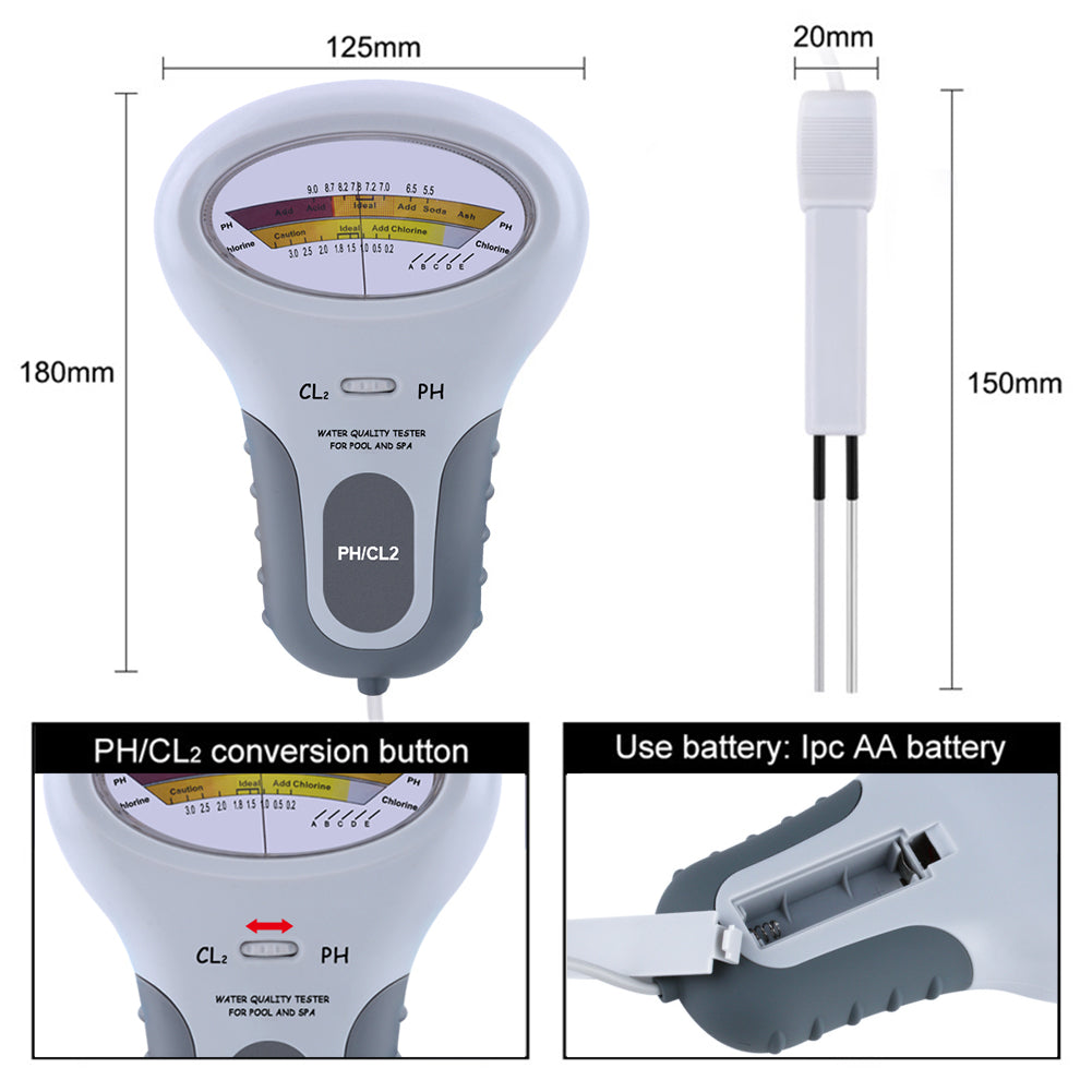 YIERYI PH Meter, Portable Chlorine Tester, pH&CL2 Tester, Water Quality Analyzer for Swimming Pool, Spa, Aquarium Yieryi