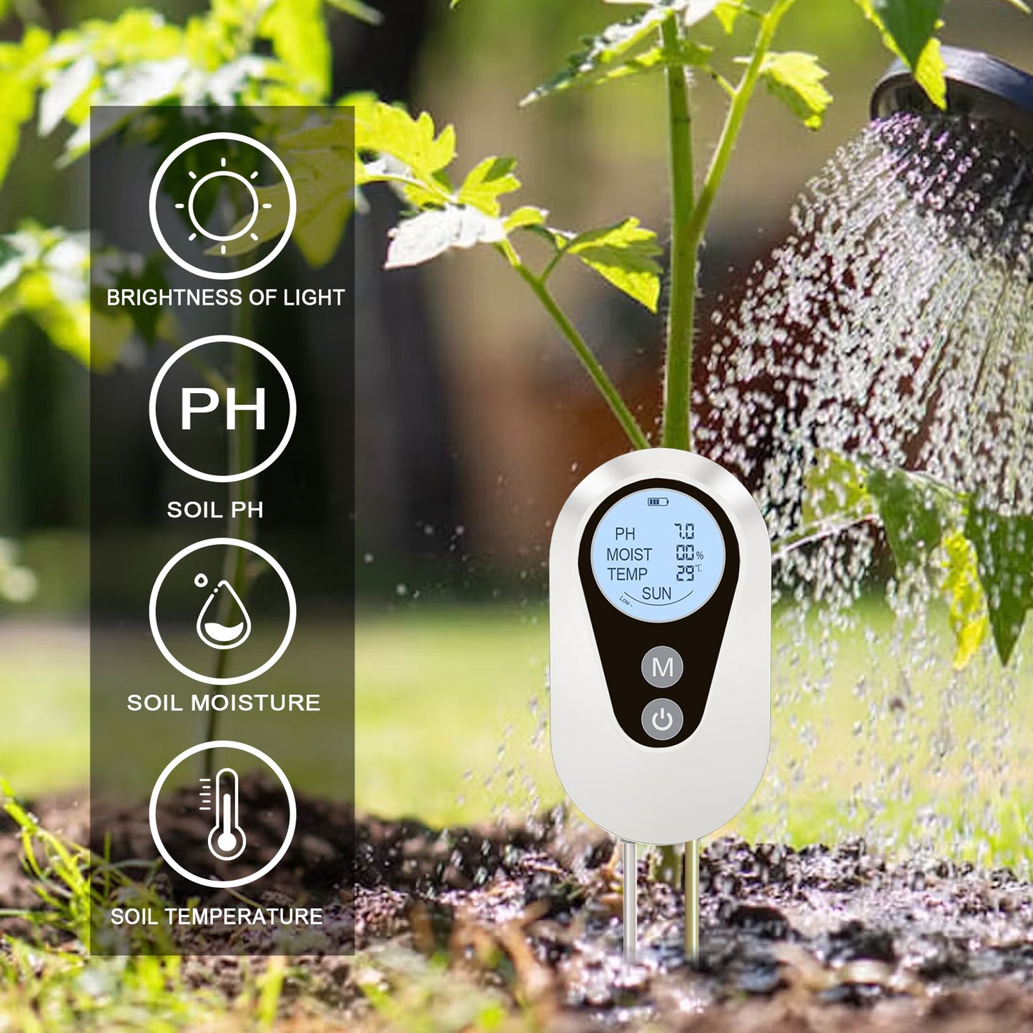 Digital Soil Tester 3-in-1 pH, Moisture & Temperature Meter Yieryi