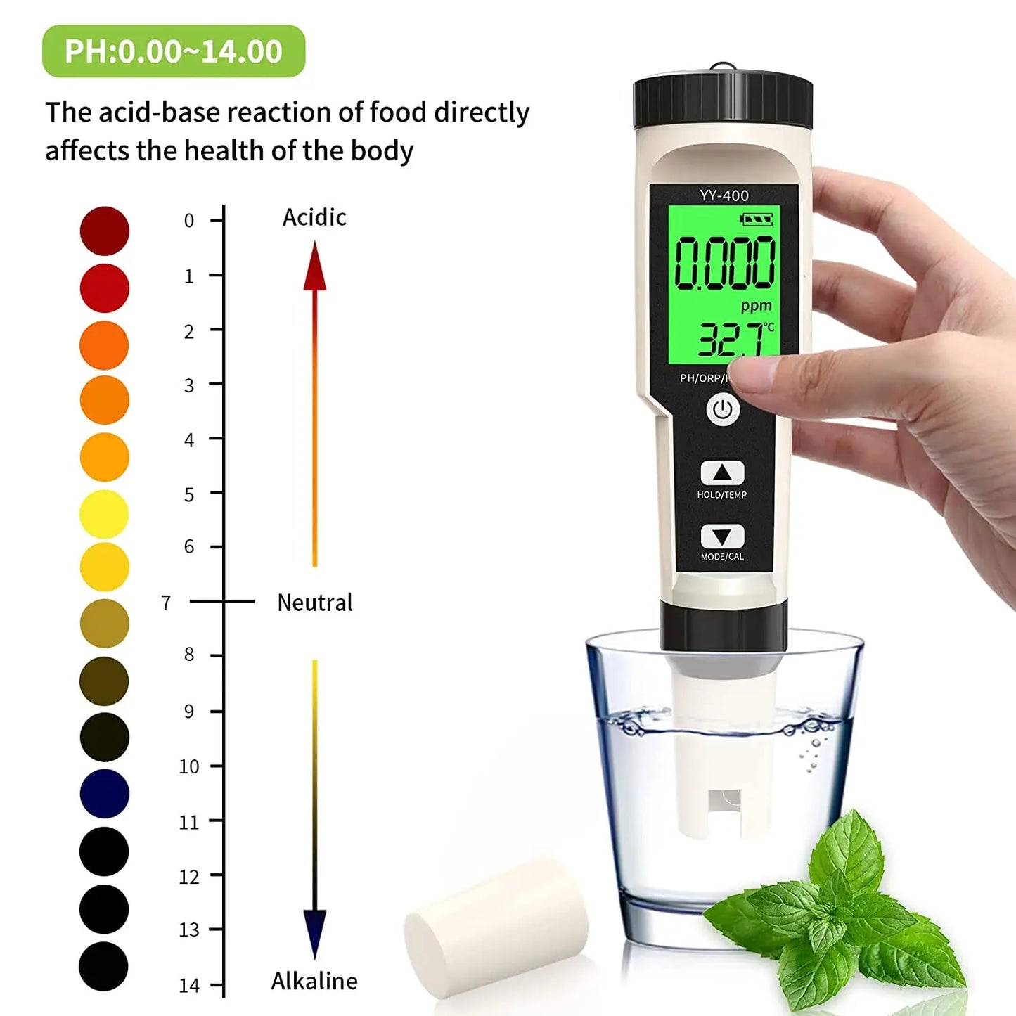 YIERYI pH Meter, Digital 4-in-1 pH ORP H2 Temp Meter, Hydrogen Tester with ATC, 0.01 Resolution High Accuracy pH Tester for Drinking Water Yieryi