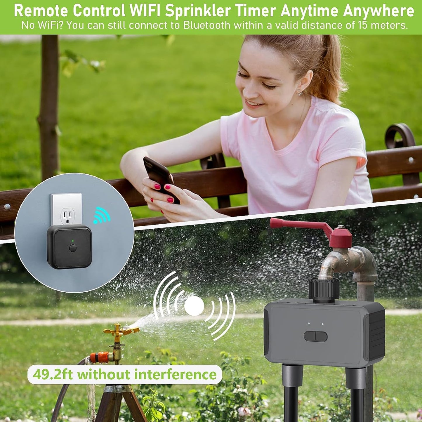 YIERYI WiFi Sprinkler Timer, Smart Water Timer for Garden Hose, Automatic Irrigation Timer with Hub Yieryi