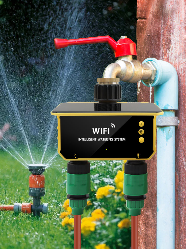 Solar Dual WiFi Water Timer with App & Rain Sensor