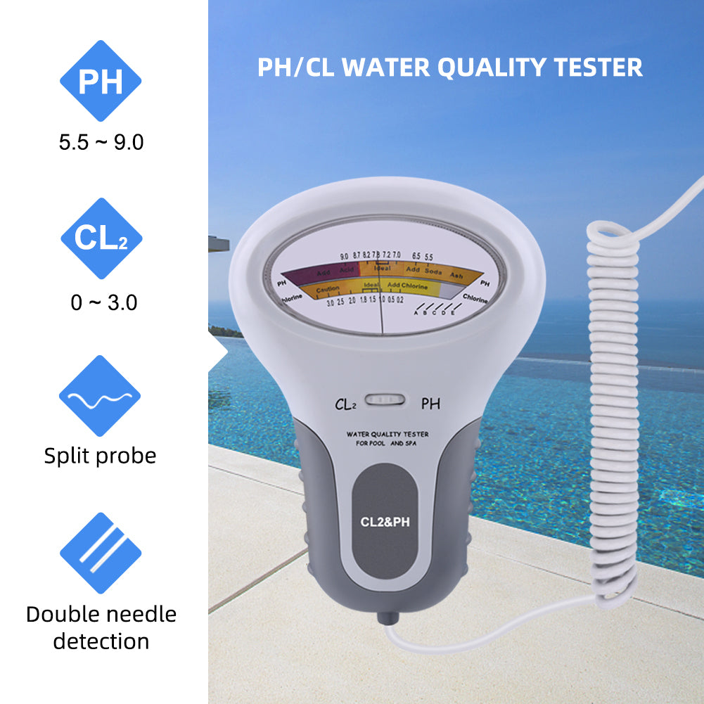 YIERYI PH Meter, Portable Chlorine Tester, pH&CL2 Tester, Water Quality Analyzer for Swimming Pool, Spa, Aquarium