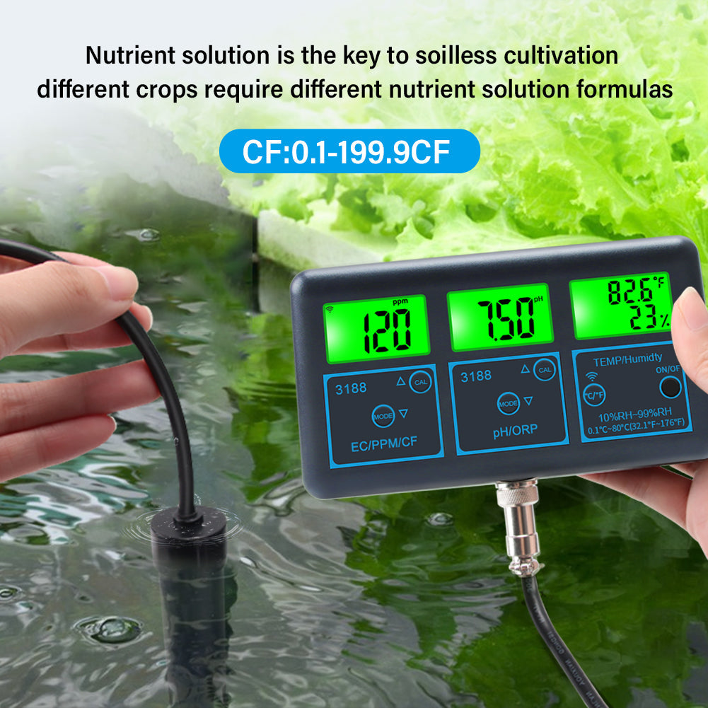 YIERYI WiFi pH Meter Temp TDS(ppm) EC ORP Water Tester Tuya APP Smart Monitor for Aquariums Hydroponics Swimming Pool Yieryi