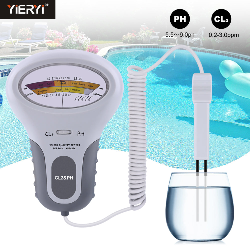 YIERYI PH Meter, Portable Chlorine Tester, pH&CL2 Tester, Water Quality Analyzer for Swimming Pool, Spa, Aquarium Yieryi