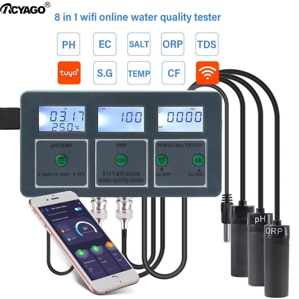8-in-1 WiFi Water Quality Tester with App Control Yieryi