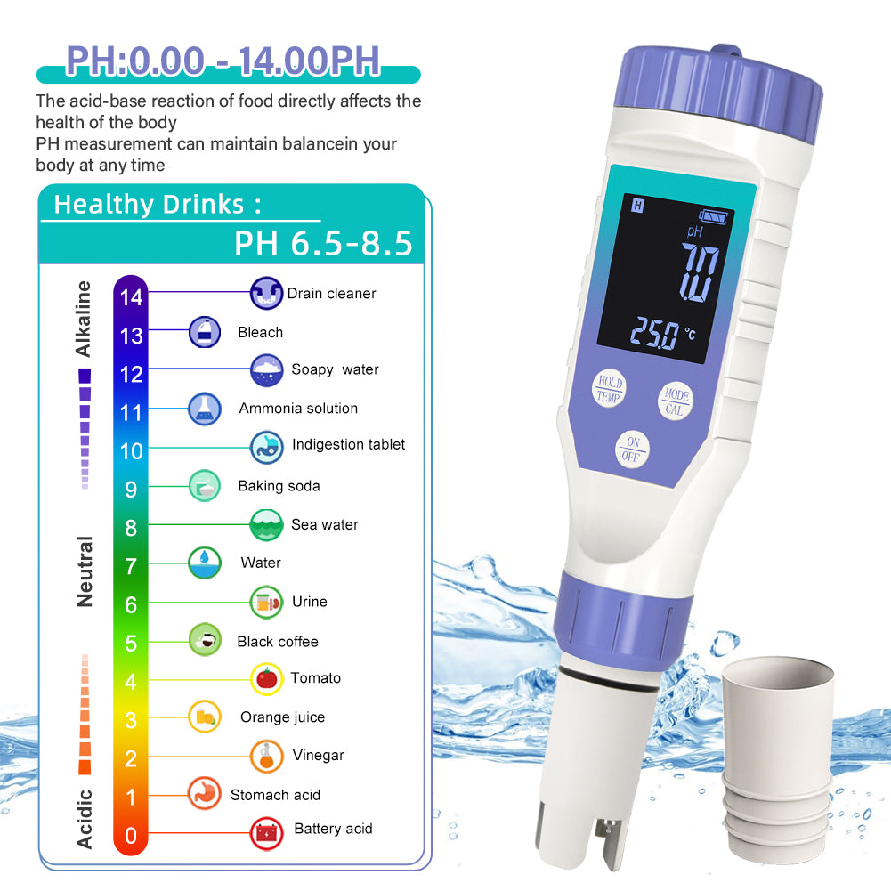 7-in-1 Hydrogen Water Tester – pH, EC, ORP, Temp Yieryi