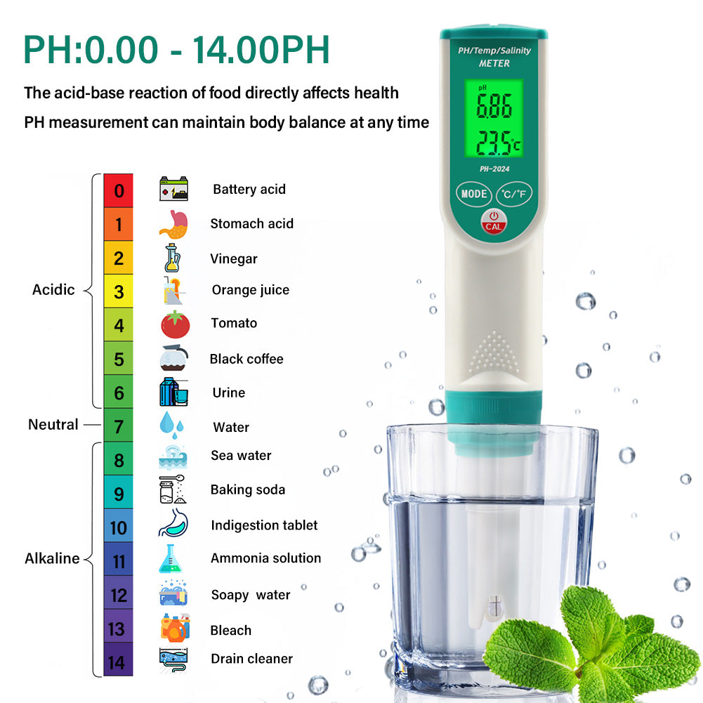 YIERYI pH Meter, Digital Salinity Tester and pH Tester with ATC for Seawater, Salt Water, Freshwater Yieryi