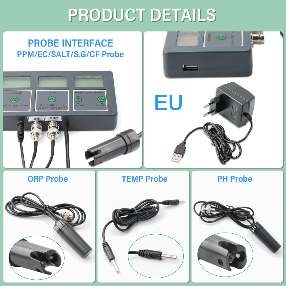 8-in-1 WiFi Water Quality Tester with App Control Yieryi