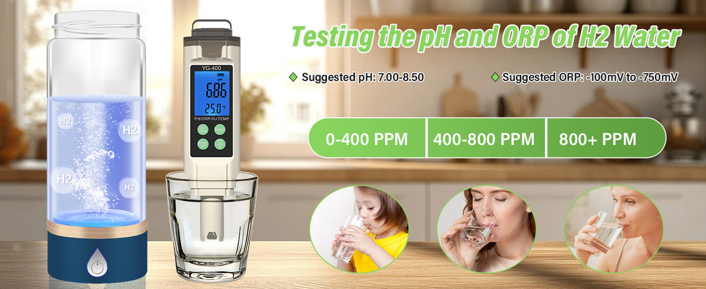 water quality monitoring 4 in 1 PH ORP H2 Temperature Meter ORP-1000 mV to+1000 mV Yieryi