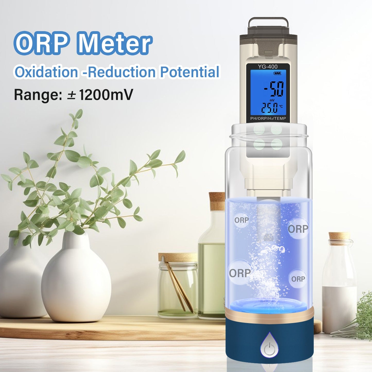 water quality monitoring 4 in 1 PH ORP H2 Temperature Meter ORP-1000 mV to+1000 mV Yieryi