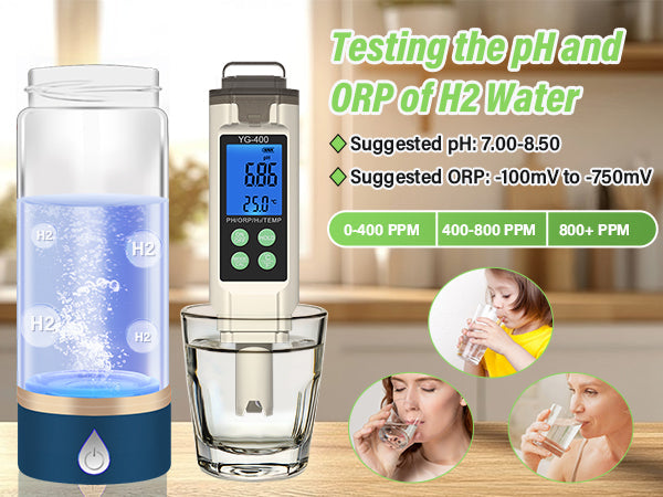 water quality monitoring 4 in 1 PH ORP H2 Temperature Meter ORP-1000 mV to+1000 mV Yieryi