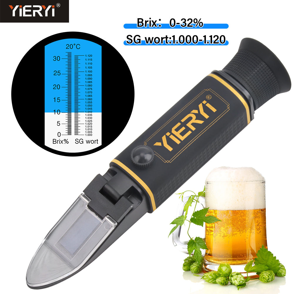 YIERYI Dual-Scale Refractometer – Brix 0–32% & SG 1.000–1.120 | For Beer Brewing, Winemaking, Fruits & Beverages Yieryi